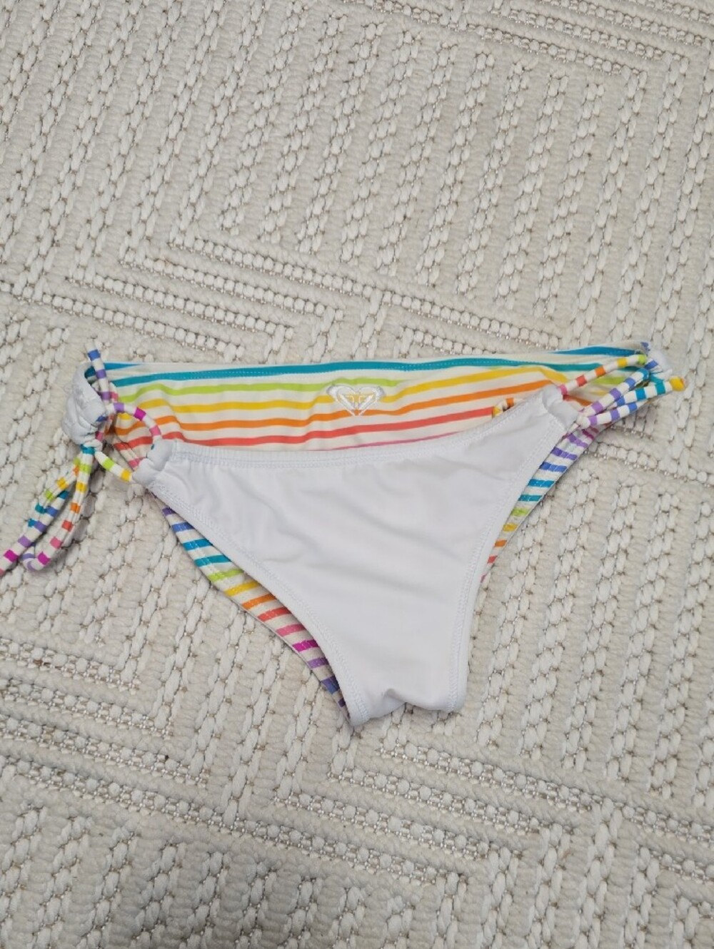 Roxy White Rainbow Stripe Tie-Side Bikini Bottom - Picture 4 of 7